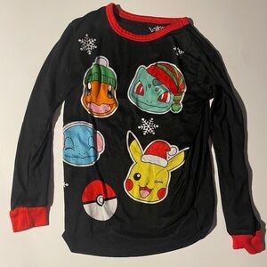 Pajama Long Sleeve Shirt with Pokémon Characters Christmas Holidays Size 10 Boys